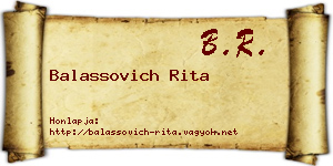 Balassovich Rita névjegykártya